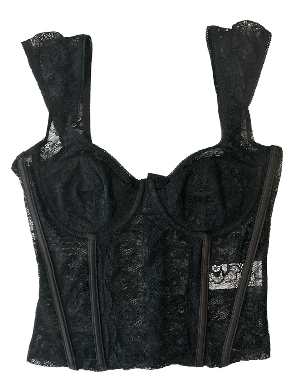Edikted Black Lace Corset Bustier Top Sz S